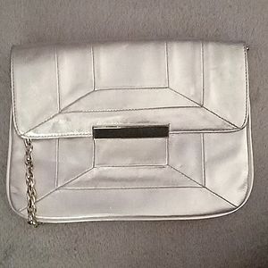 ann taylor | silver clutch purse